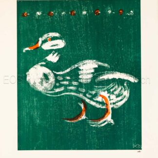 Fischer, Hans (1909–1958): -Weisse Ente auf grünem Grund.