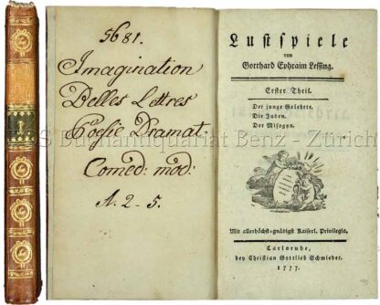 Lessing, Gotthard Ephraim: -Lustspiele.