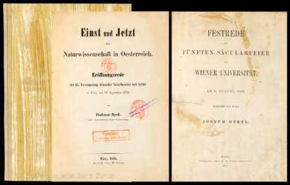 Hyrtl, Joseph: -Einst und Jetzt der Naturwissenschaft in Österreich.