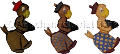 -Globi-Holzfigur mit Fotoapparat. -