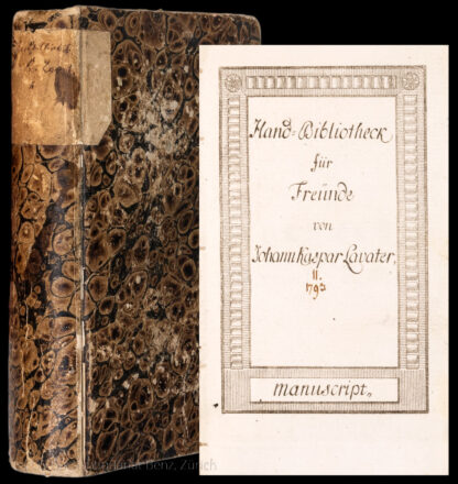 Lavater, Johann Kaspar: -Hand-Bibliotheck (sic) für Freunde.