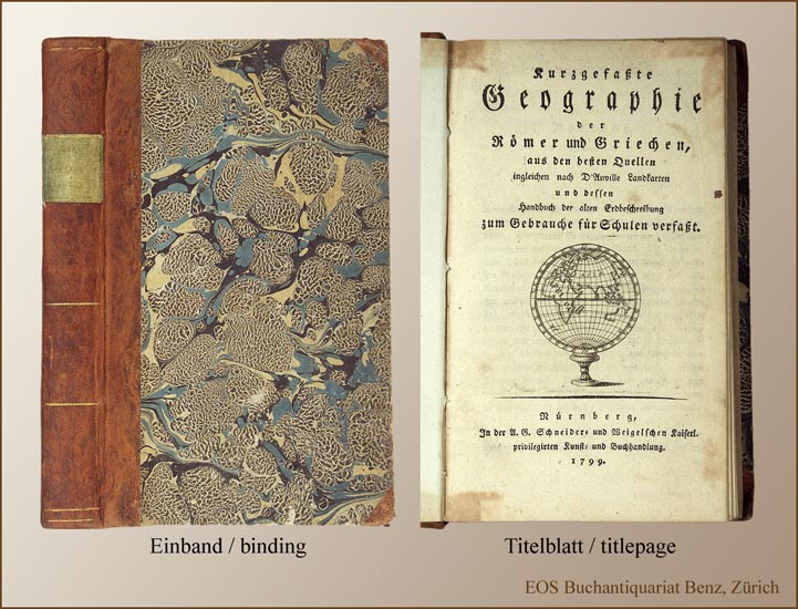 Kurzgefasste Geographie der Römer und Griechen, - EOS BUCHANTIQUARIAT BENZ -Kurzgefasste Geographie der Römer und Griechen,