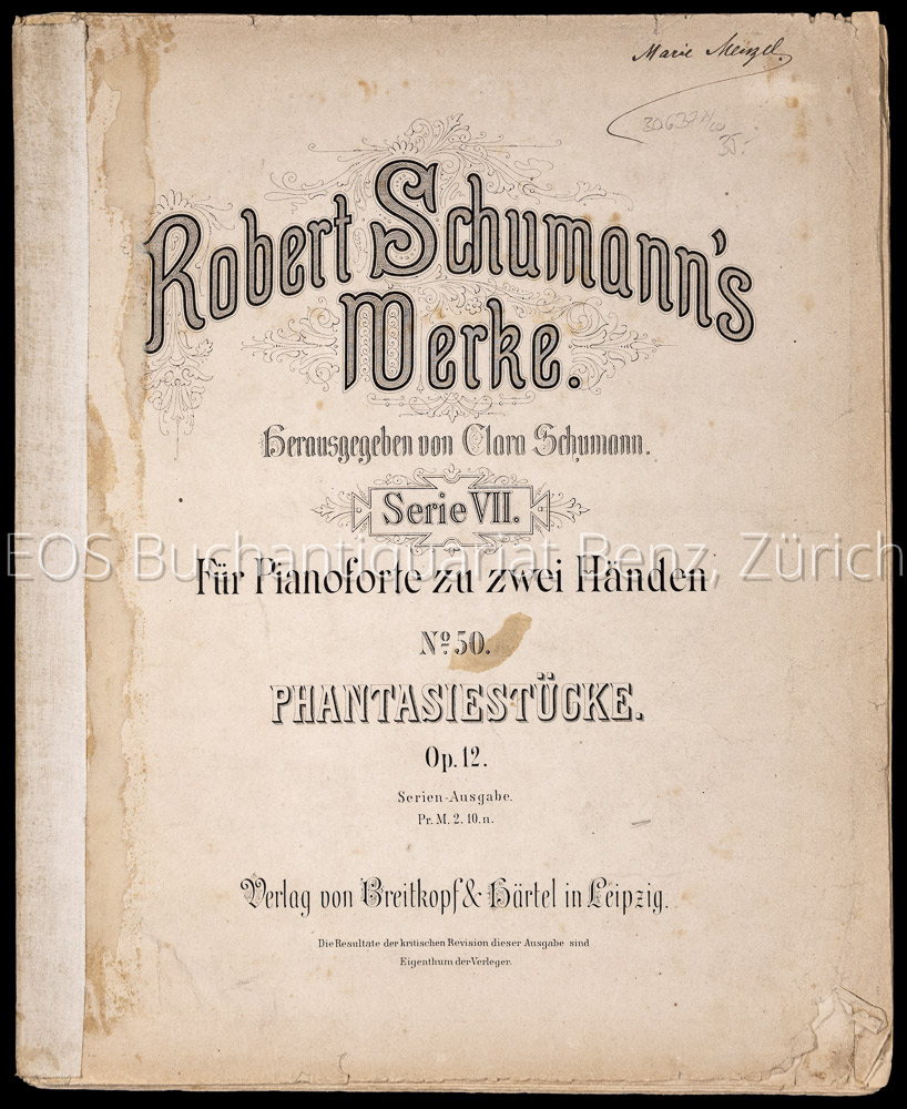 Phantasiestücke - EOS BUCHANTIQUARIAT BENZ Schumann, Robert: -Phantasiestücke