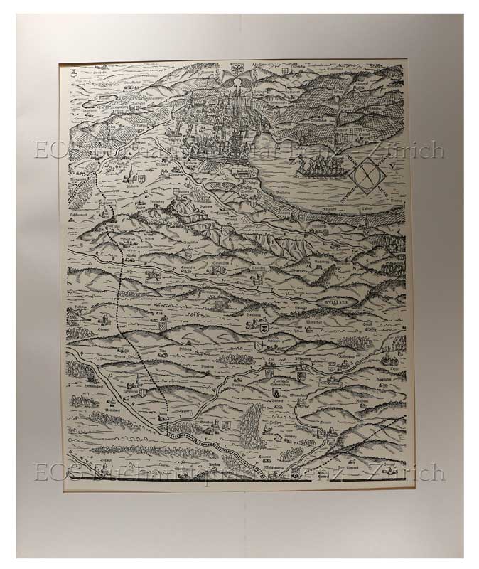 Karte des Kantons Zürich 1566. - EOS BUCHANTIQUARIAT BENZ Murer, Jos; -Karte des Kantons Zürich 1566.