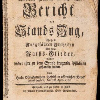 -Wahrhaft - gründlich - und eigentlicher Bericht des Stands Zug,