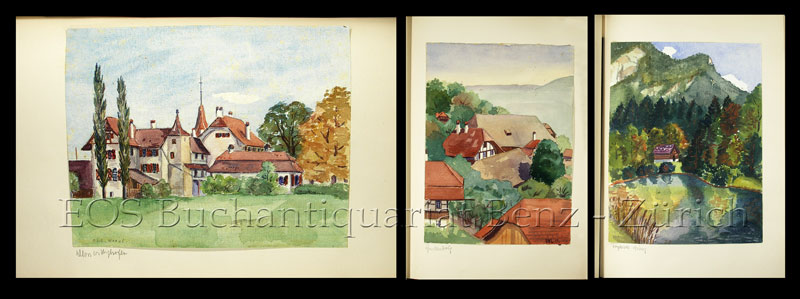 Sammlung von 60 Original-Aquarelle und 1 Farbstiftzeichnung - EOS BUCHANTIQUARIAT BENZ Laedrach, Walter: -Sammlung von 60 Original-Aquarelle und 1 Farbstiftzeichnung