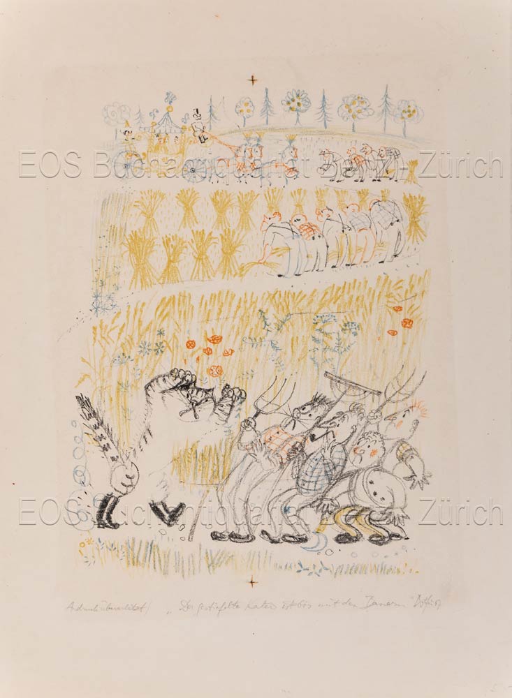 Der gestiefelte Kater ist böse mit den Bauern I. - EOS BUCHANTIQUARIAT BENZ Fischer, Hans (1909–1958): -Der gestiefelte Kater ist böse mit den Bauern I.