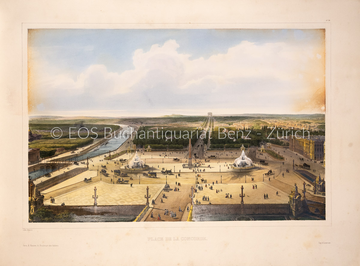 Paris - Ansichtenwerk mit 12 kolorierten Lithografien von Paris. - EOS BUCHANTIQUARIAT BENZ -Paris - Ansichtenwerk mit 12 kolorierten Lithografien von Paris.