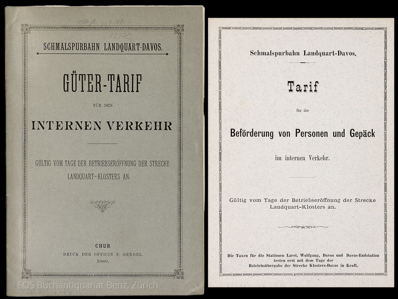 Schmalspurbahn Landquart-Davos. - EOS BUCHANTIQUARIAT BENZ -Schmalspurbahn Landquart-Davos.