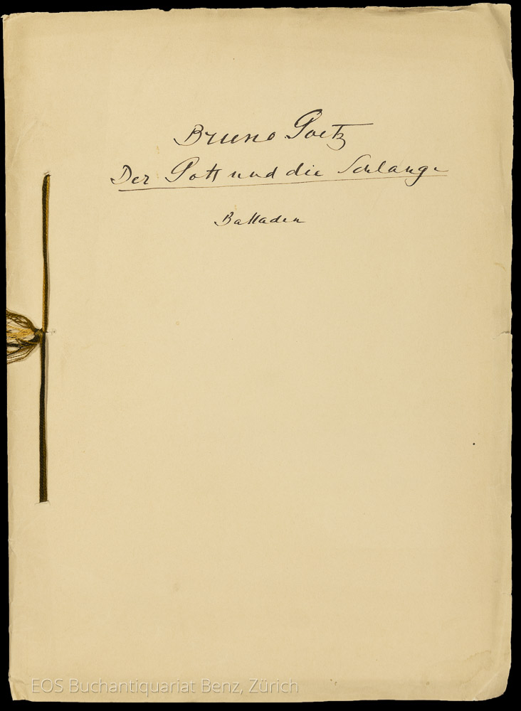 Eigenh. Gedichte. - EOS BUCHANTIQUARIAT BENZ Goetz, Bruno (1885–1954) -Eigenh. Gedichte.