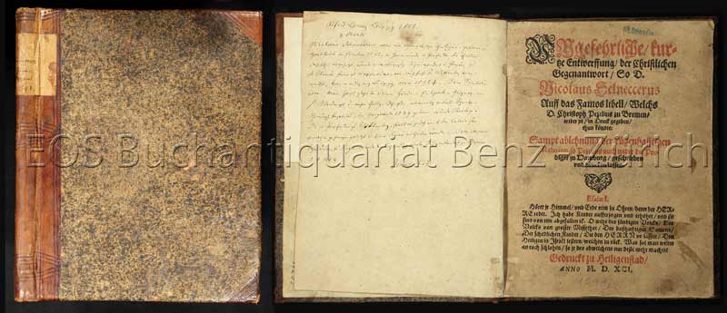 Ungefehrliche kurtze Entwerffung der Christlichen Gegenantwort, - EOS BUCHANTIQUARIAT BENZ -Ungefehrliche kurtze Entwerffung der Christlichen Gegenantwort,