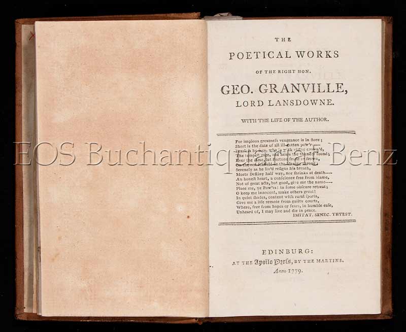 The poetical works. - EOS BUCHANTIQUARIAT BENZ Lansdowne, George Granville: -The poetical works.