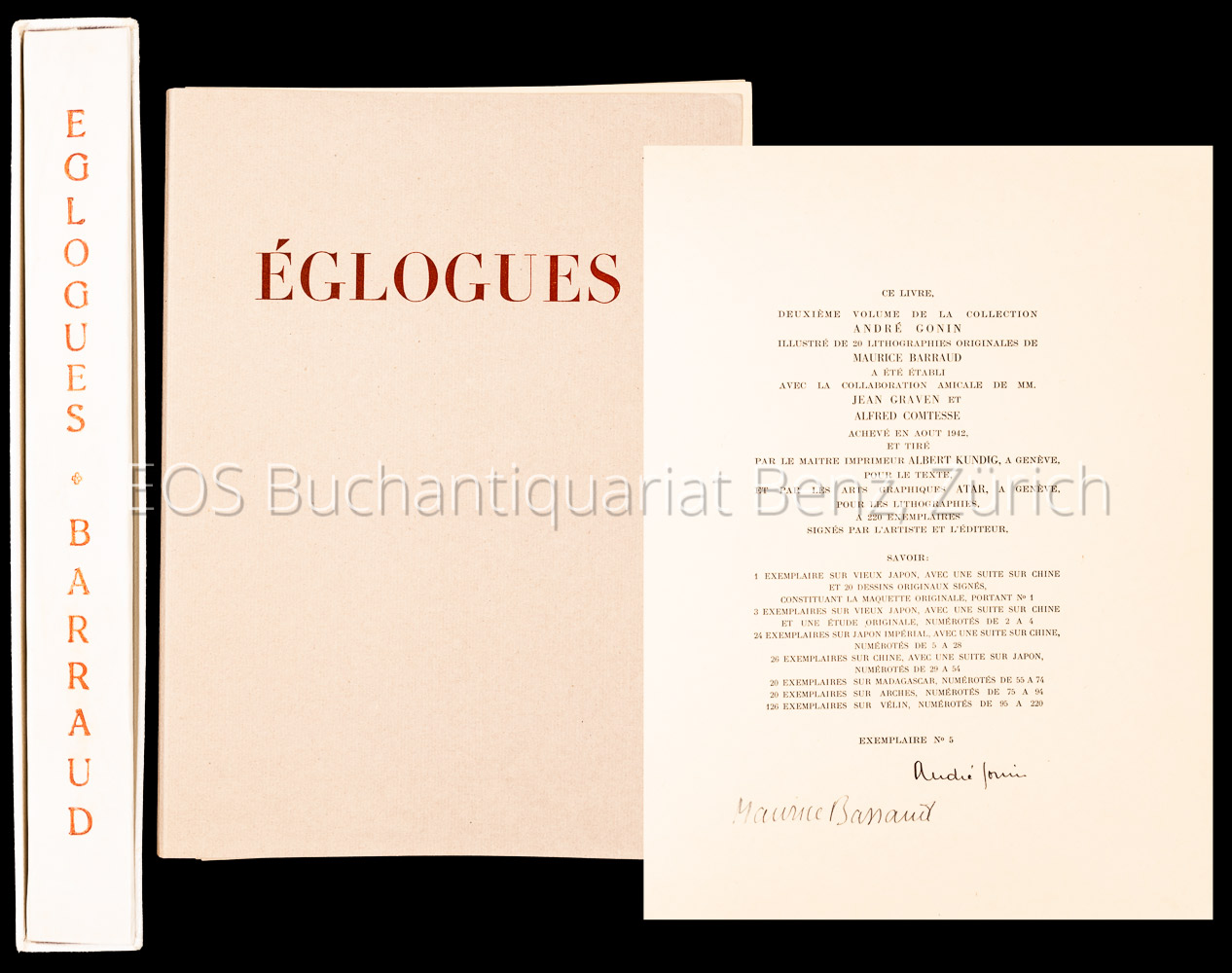 Eglogues. (Par) Hésiode, Théocrite, Virgile, Tibulle, Longus, Pierre de Ronsard, André Chénier, Maurice de Guérin, Francis Jammes, C. F. Ramuz. - EOS BUCHANTIQUARIAT BENZ -Eglogues. (Par) Hésiode, Théocrite, Virgile, Tibulle, Longus, Pierre de Ronsard, André Chénier, Maurice de Guérin, Francis Jammes, C. F. Ramuz.