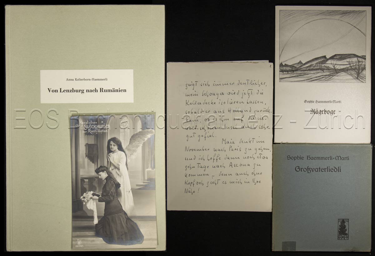 Publikationen und Briefe von Anna Kelterborn-Haemmerli und Sophie Haemmerli-Marti. - EOS BUCHANTIQUARIAT BENZ Kelterborn-Haemmerli, Anna u. Hämmerli-Marti, Sophie: -Publikationen und Briefe von Anna Kelterborn-Haemmerli und Sophie Haemmerli-Marti.