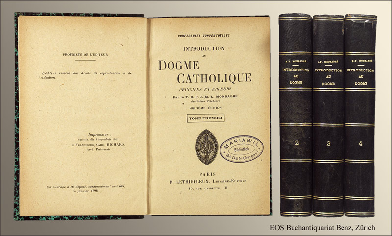 Introduction au dogme catholique. - EOS BUCHANTIQUARIAT BENZ Monsabré, J(acques)-M(arie)-L(ouis): -Introduction au dogme catholique.
