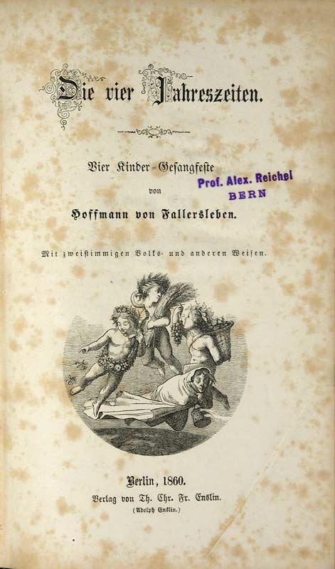 Die vier Jahreszeiten. - EOS BUCHANTIQUARIAT BENZ Hoffmann von Fallersleben, August Heinrich: -Die vier Jahreszeiten.