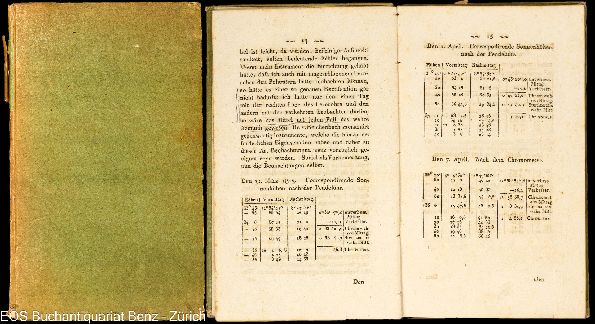 Bestimmung des Azimuths von Altomünster, - EOS BUCHANTIQUARIAT BENZ Soldner, Johann von: -Bestimmung des Azimuths von Altomünster,