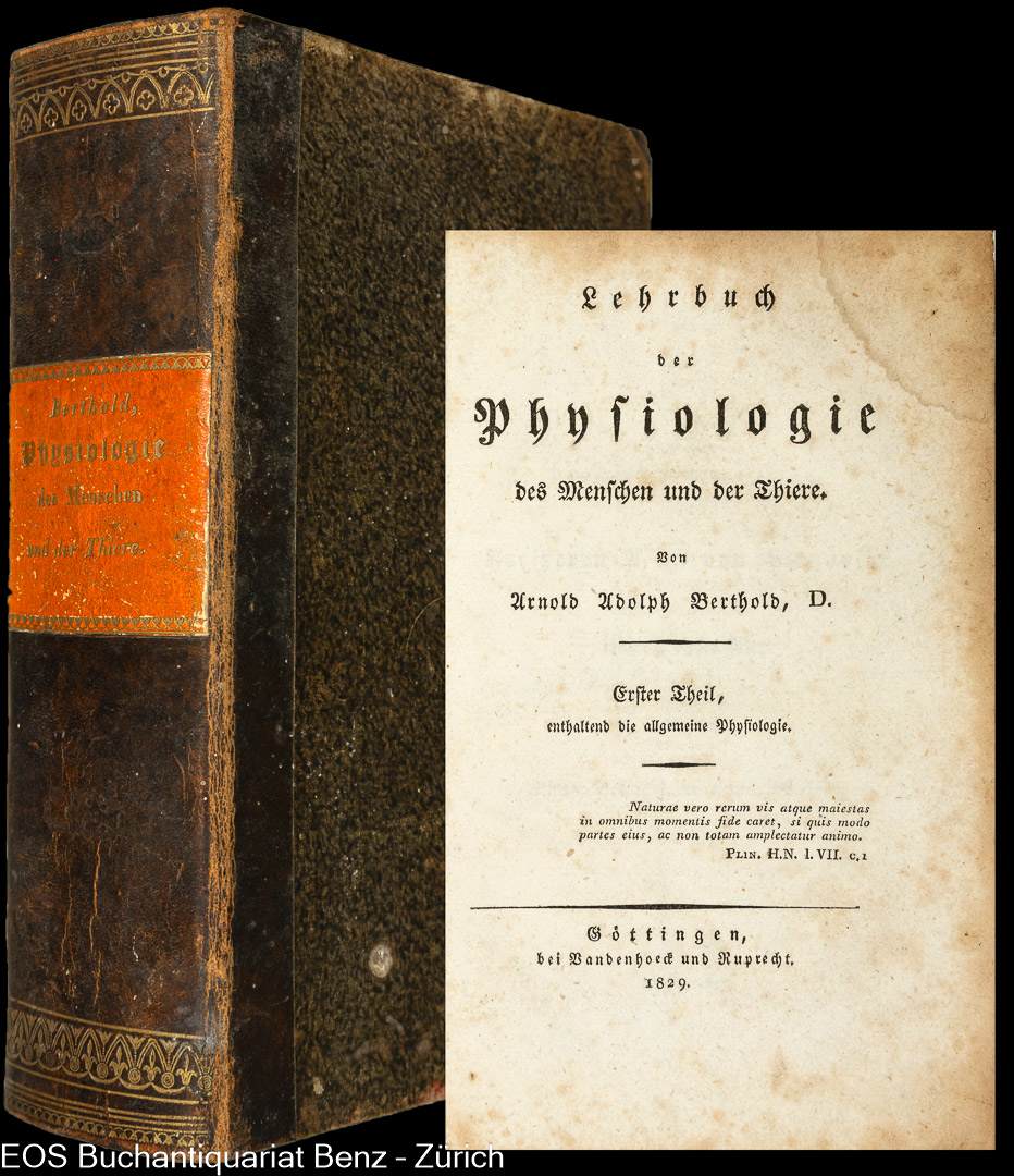 Lehrbuch der Physiologie des Menschen und der Thiere. - EOS BUCHANTIQUARIAT BENZ Berthold, Arnold Adolph: -Lehrbuch der Physiologie des Menschen und der Thiere.