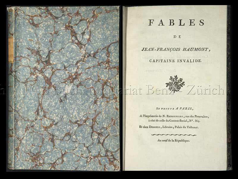Fables de Jean-François Haumont, Capitaine invalide. - EOS BUCHANTIQUARIAT BENZ Haumont, Jean-François: -Fables de Jean-François Haumont, Capitaine invalide.