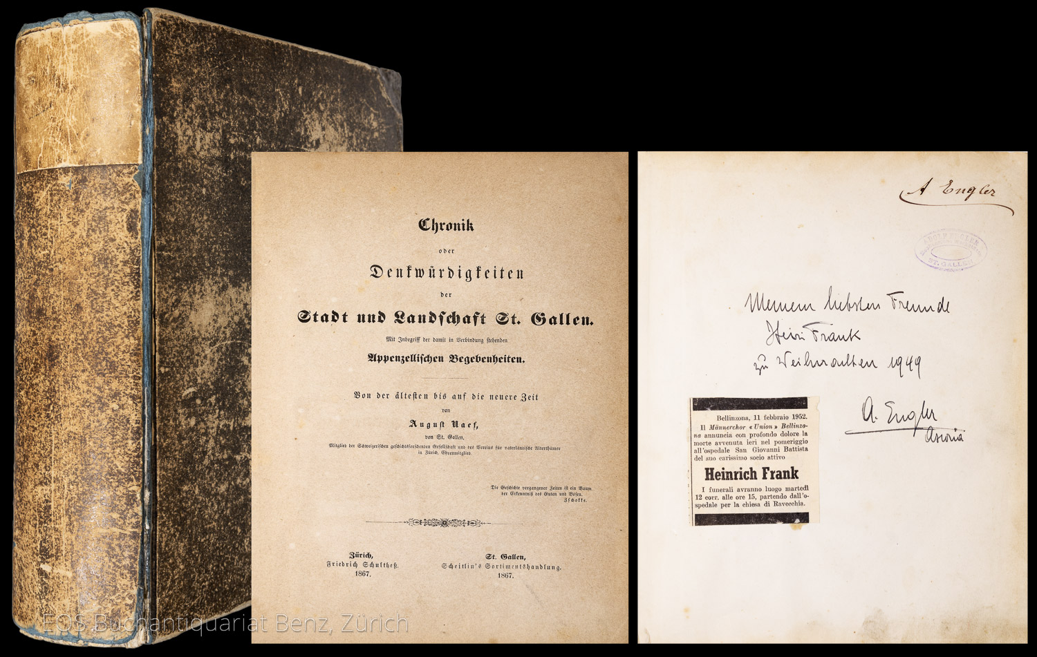 Chronik oder Denkwürdigkeiten der Stadt und Landschaft St. Gallen. - EOS BUCHANTIQUARIAT BENZ Näf, August: -Chronik oder Denkwürdigkeiten der Stadt und Landschaft St. Gallen.