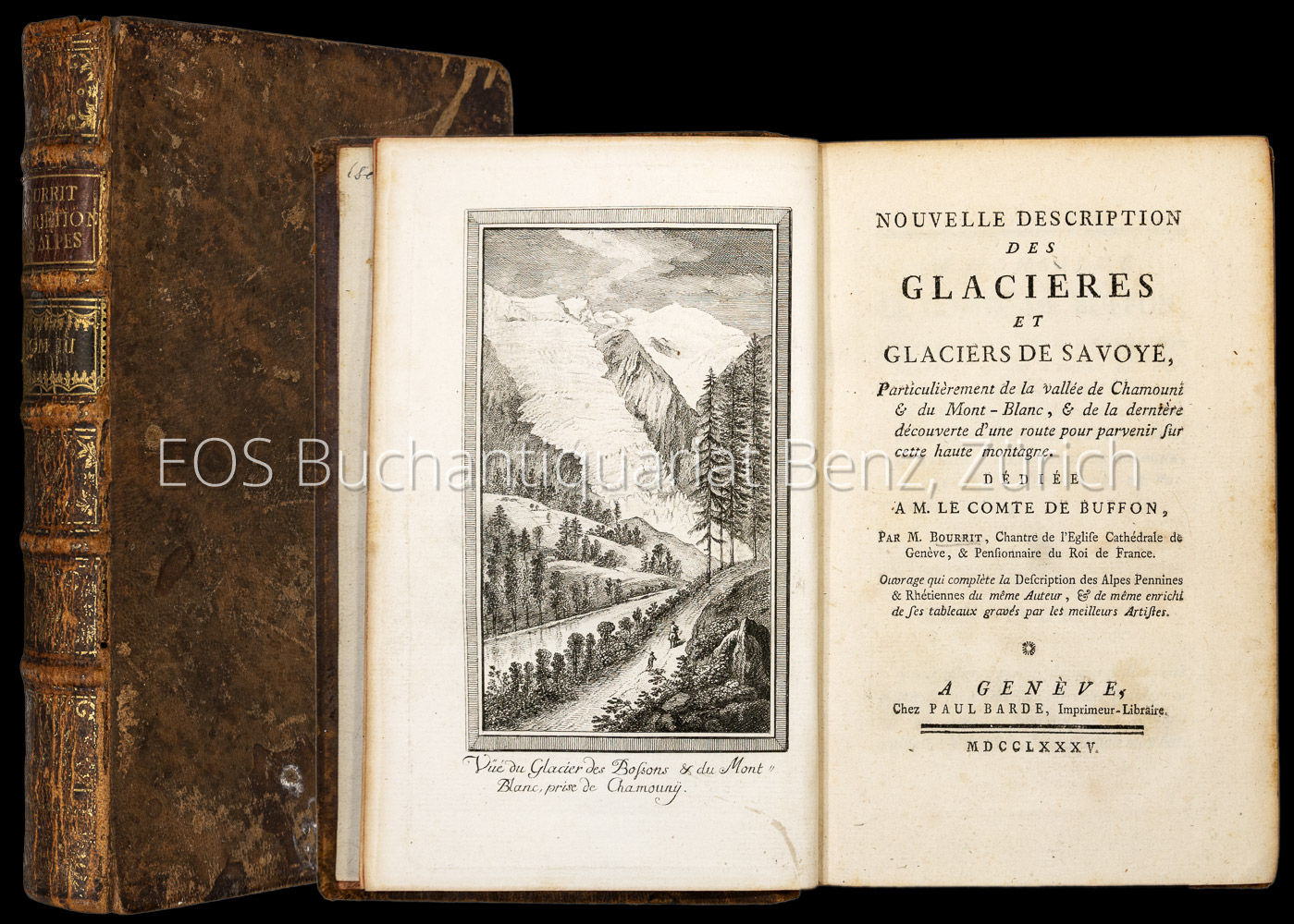 Nouvelle description des glacières et glaciers de Savoye, particulièrement de la vallée de Chamouni & du , & de la dernière découverte d'une route pour parvenir sur cette haute montagne. - EOS BUCHANTIQUARIAT BENZ Bourrit, Marc-Théodore: -Nouvelle description des glacières et glaciers de Savoye, particulièrement de la vallée de Chamouni & du , & de la dernière découverte d'une route pour parvenir sur cette haute montagne.