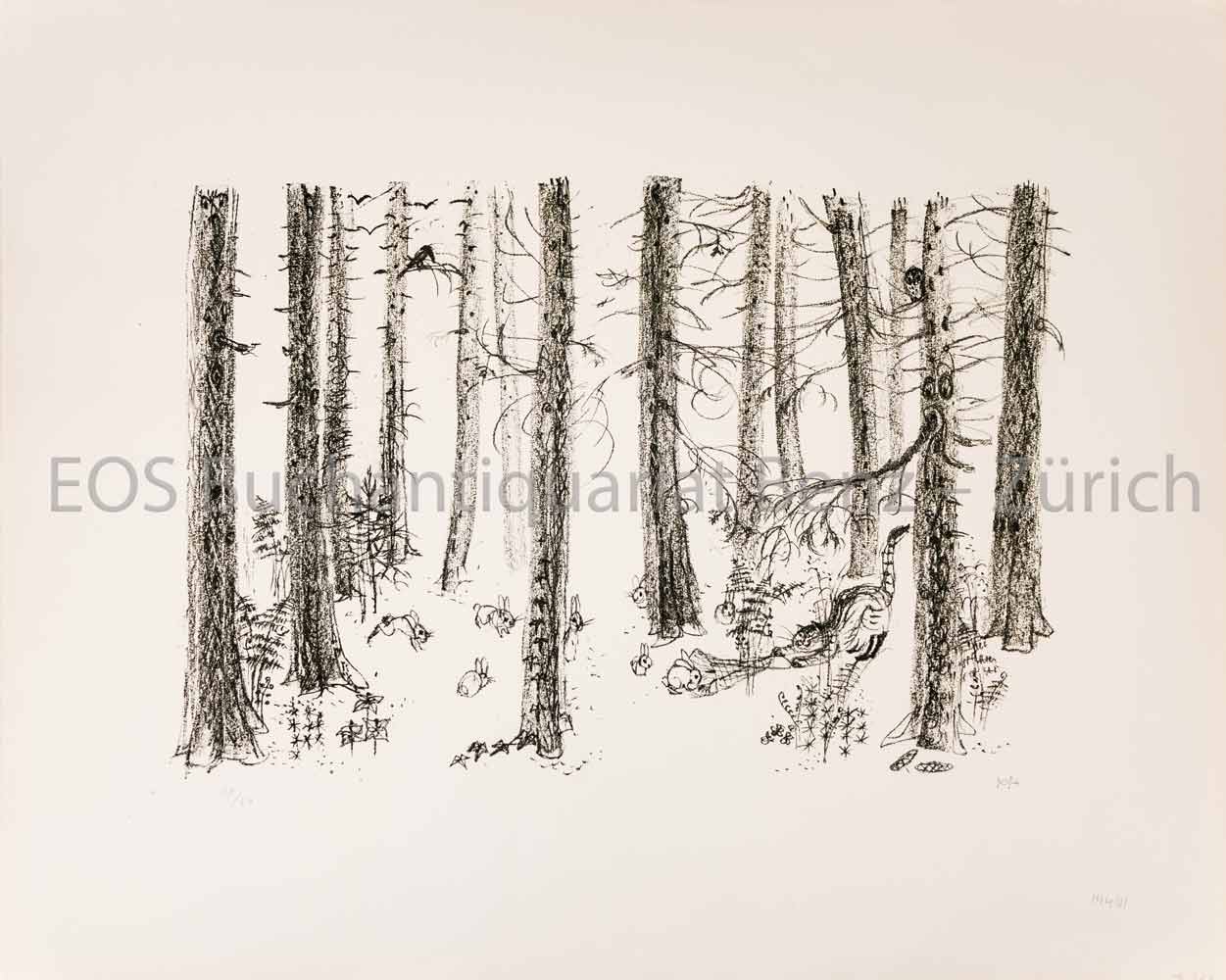 Der gestiefelte Kater – Wald II. - EOS BUCHANTIQUARIAT BENZ Fischer, Hans (1909–1958): -Der gestiefelte Kater – Wald II.