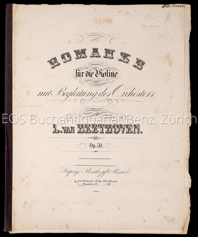 Romanze für die Violine - EOS BUCHANTIQUARIAT BENZ Beethoven, Ludwig van: -Romanze für die Violine