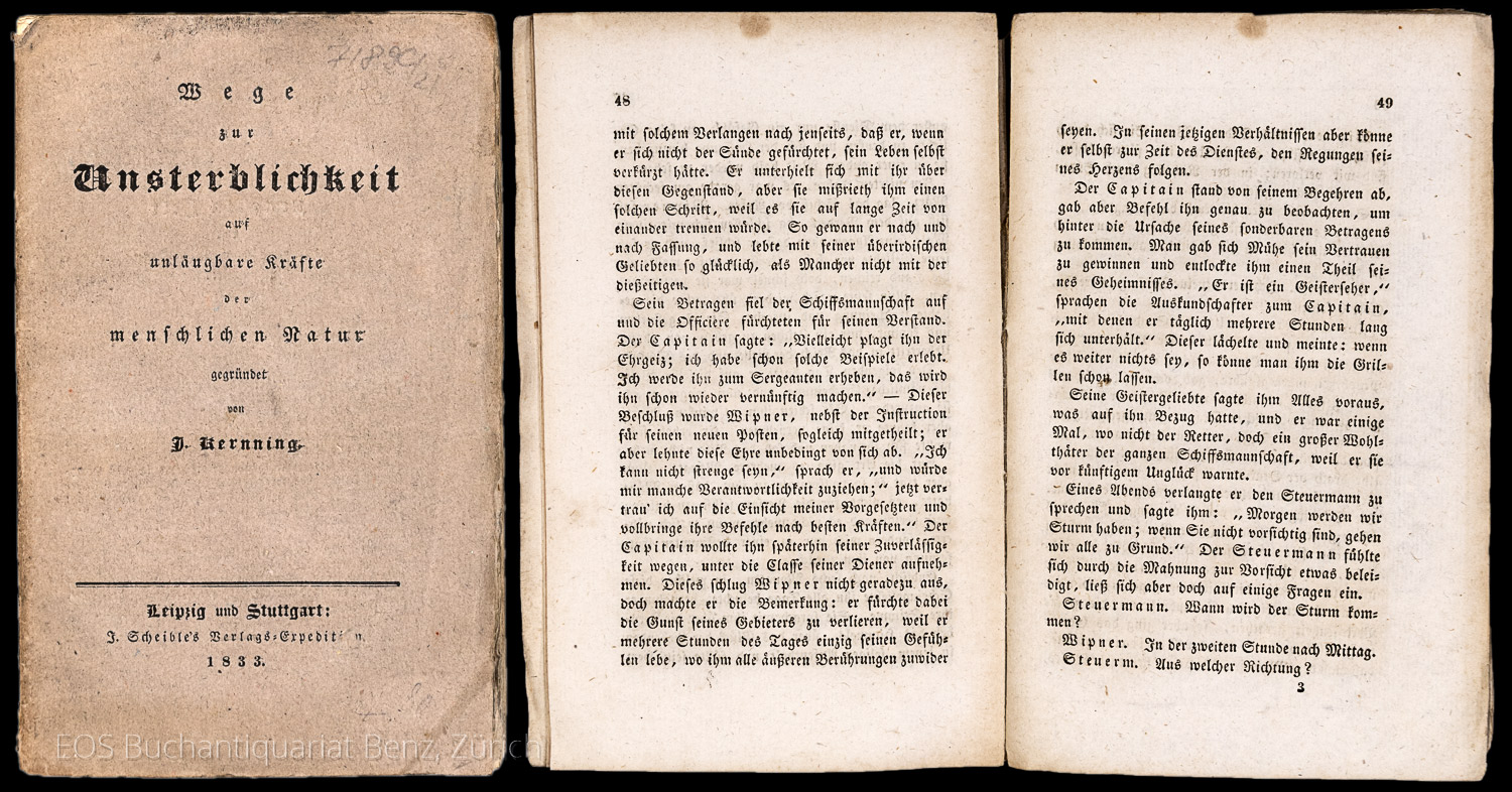Wege zur Unsterblichkeit auf unläugbare Kräfte der Natur gegründet - EOS BUCHANTIQUARIAT BENZ Kernning (Krebs), Johann Baptist; -Wege zur Unsterblichkeit auf unläugbare Kräfte der Natur gegründet