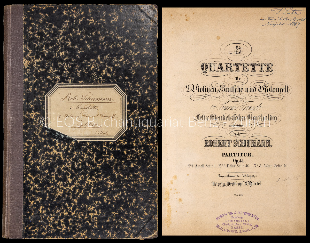 3 Quartette - EOS BUCHANTIQUARIAT BENZ Schumann, Robert: -3 Quartette