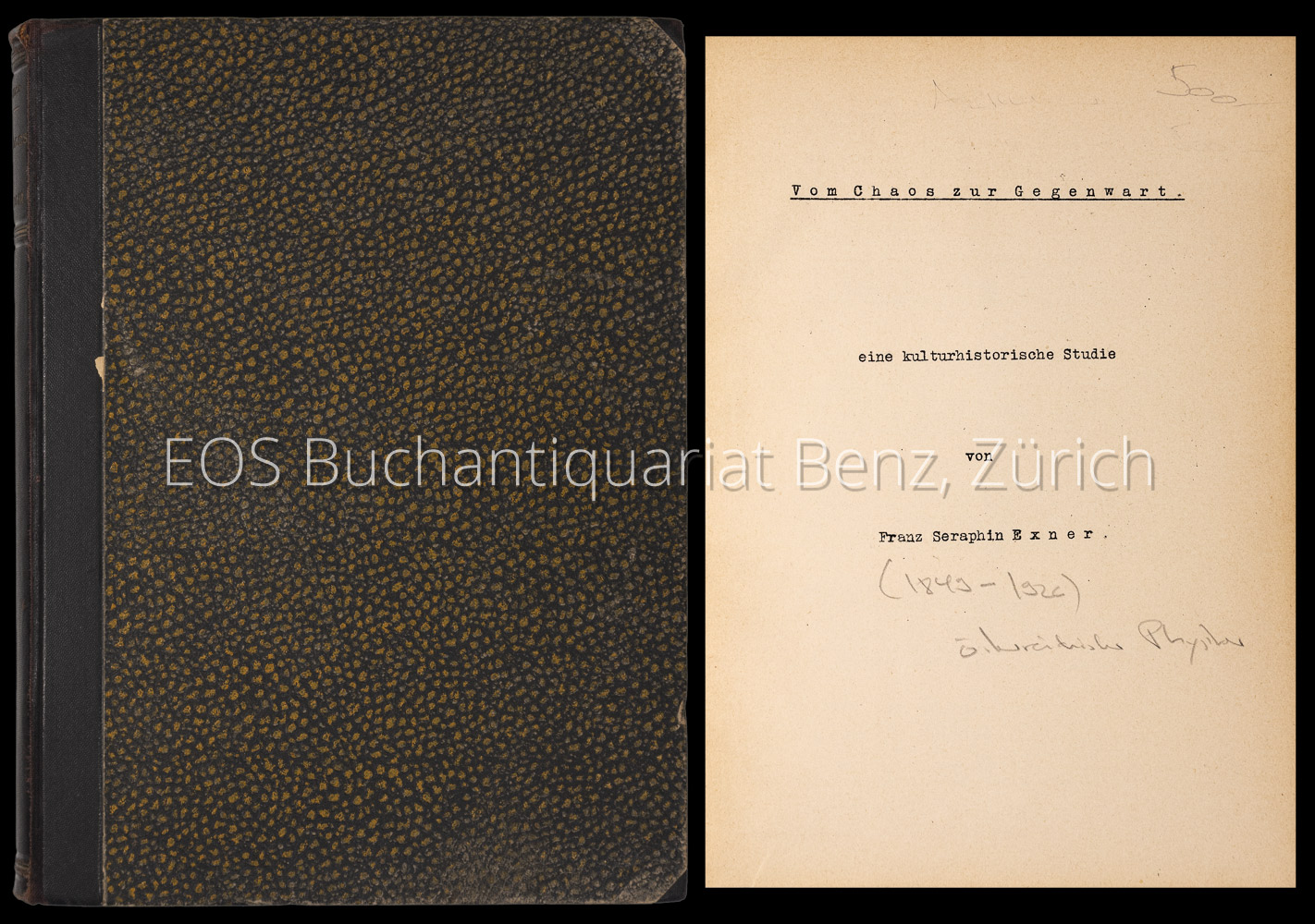 Vom Chaos zur Gegenwart. - EOS BUCHANTIQUARIAT BENZ Exner, Franz Seraphin: -Vom Chaos zur Gegenwart.