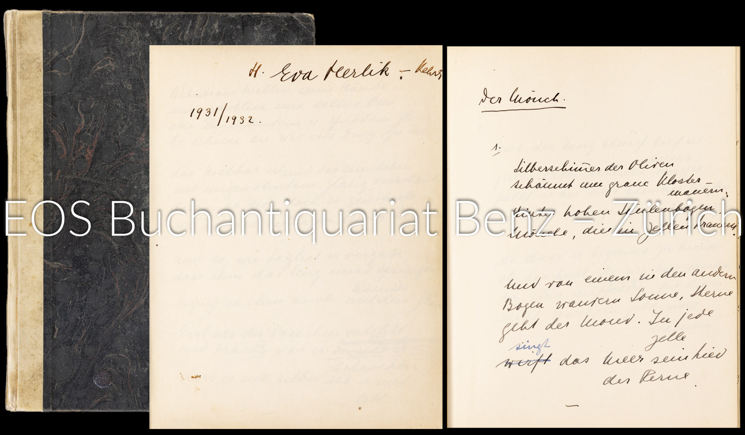 Handschriftliche Gedichte aus den Jahren 1931 und 1932. - EOS BUCHANTIQUARIAT BENZ Herlik, Eva (d. i. Hedwig Kehrli): -Handschriftliche Gedichte aus den Jahren 1931 und 1932.