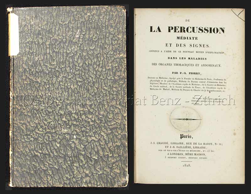 De la percussion médiate et des signes - EOS BUCHANTIQUARIAT BENZ Piorry, P(ierre)-A(dolphe): -De la percussion médiate et des signes