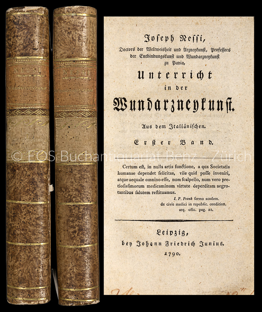 Unterricht in der Wundarzneykunst. - EOS BUCHANTIQUARIAT BENZ Nessi, Joseph (Giuseppe): -Unterricht in der Wundarzneykunst.