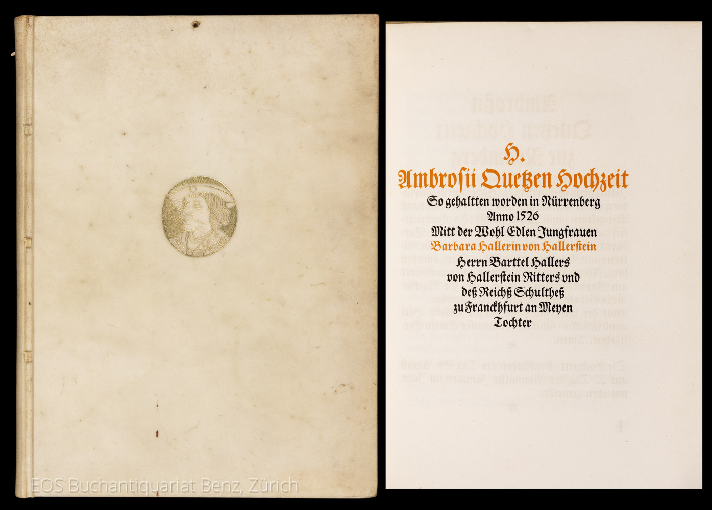 Das v. Quetzische Hochzeitsbüchlein - EOS BUCHANTIQUARIAT BENZ Quetz, Ambrosius: -Das v. Quetzische Hochzeitsbüchlein