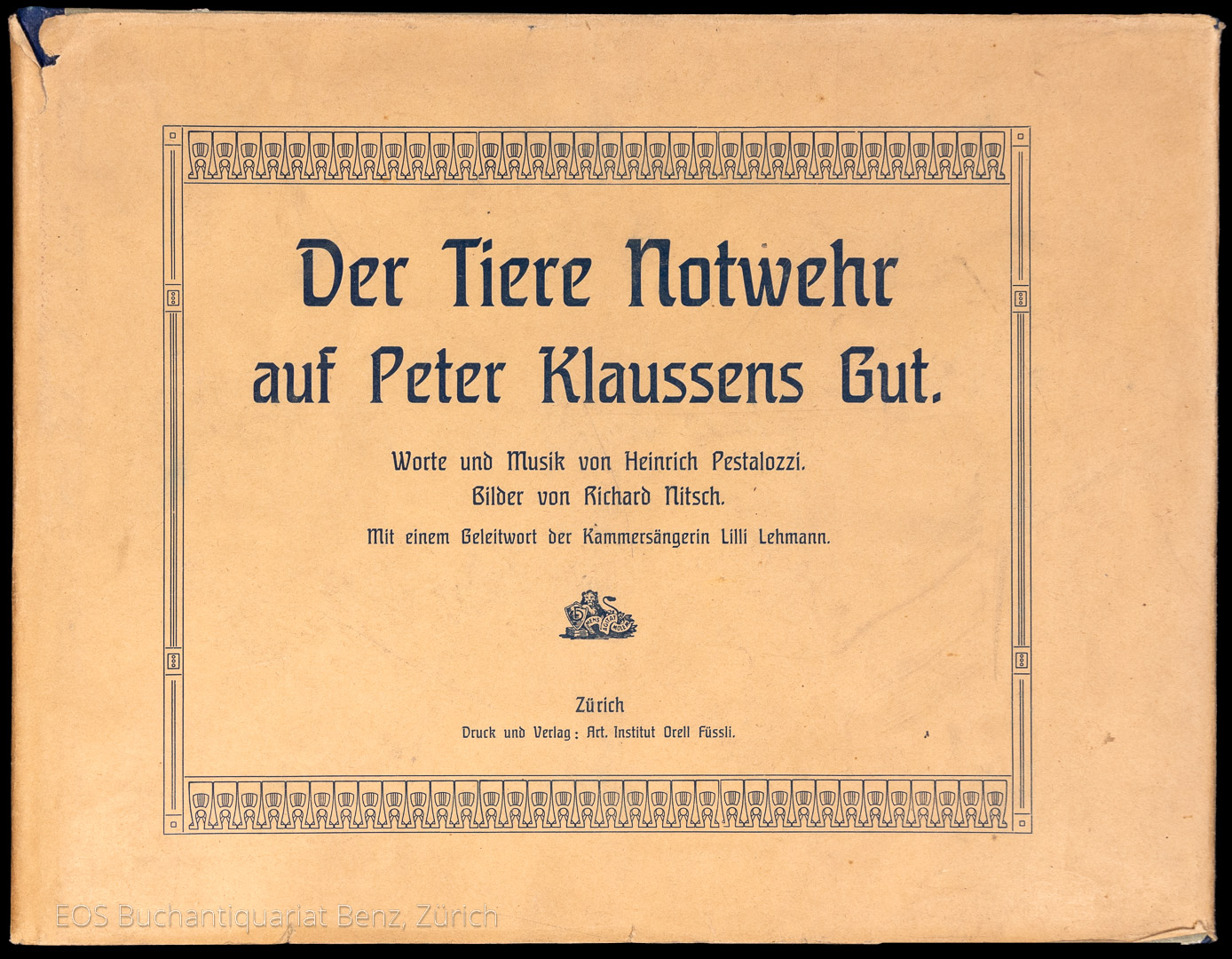 Der Tiere Notwehr - EOS BUCHANTIQUARIAT BENZ Pestalozzi, Heinrich: -Der Tiere Notwehr