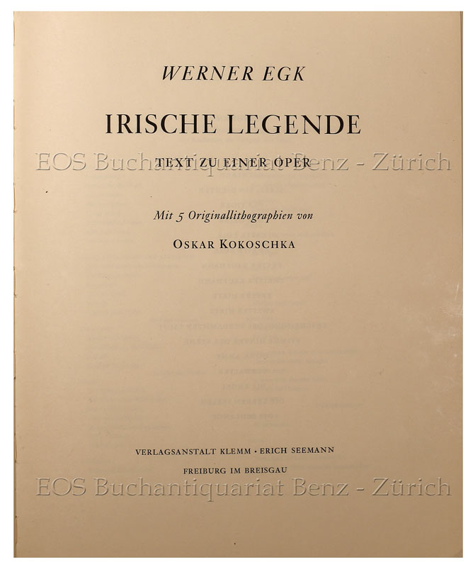 Irische Legende. - EOS BUCHANTIQUARIAT BENZ Egk, Werner: -Irische Legende.