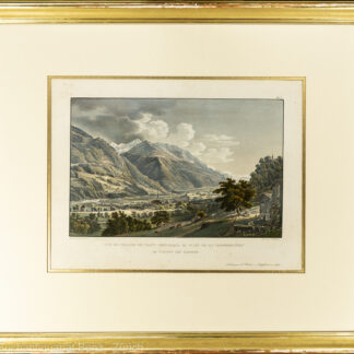 Bleuler, Johann Ludwig -(1792-1850): Vue du village de Trons, historique au sujet de la confederation du canton des grisons.