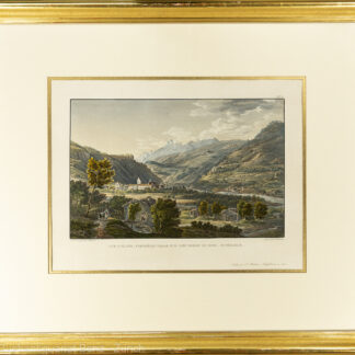 Bleuler, Johann Ludwig -(1792-1850): Vue d'Ilanz, première ville sur les bord du Rhin supérieur.
