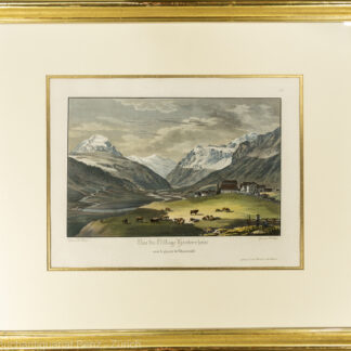 Bleuler, Johann Ludwig -(1792–1850): Vue du village Hinterrhein vers le glacier Rheinwald.