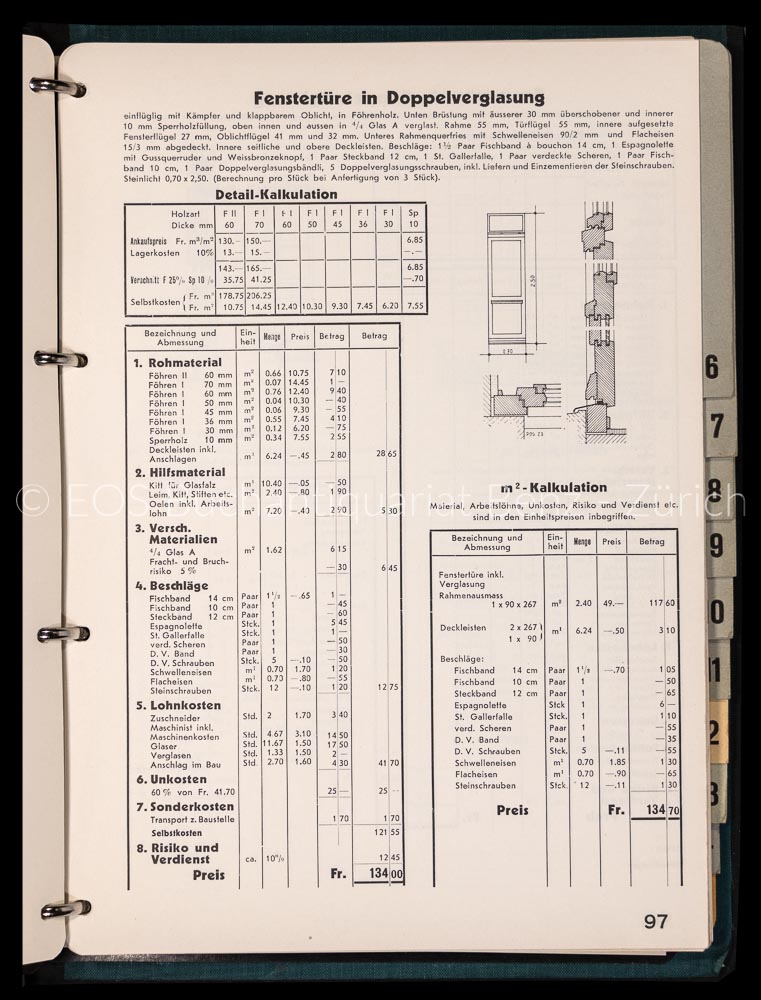 Handbuch für die Kalkulation im Schreiner- und Glasgewerbe. – Bild 3