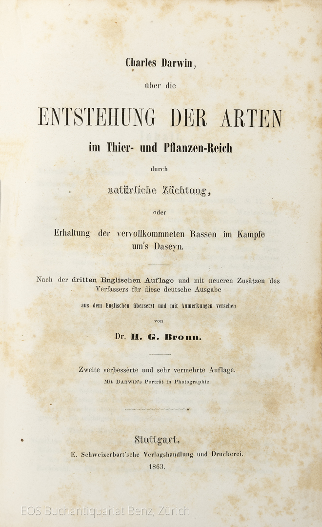 Darwin, Charles: Über die Entstehung der Arten im Thier- und Pflanzen-Reich durch natürliche Züchtung, – Bild 2