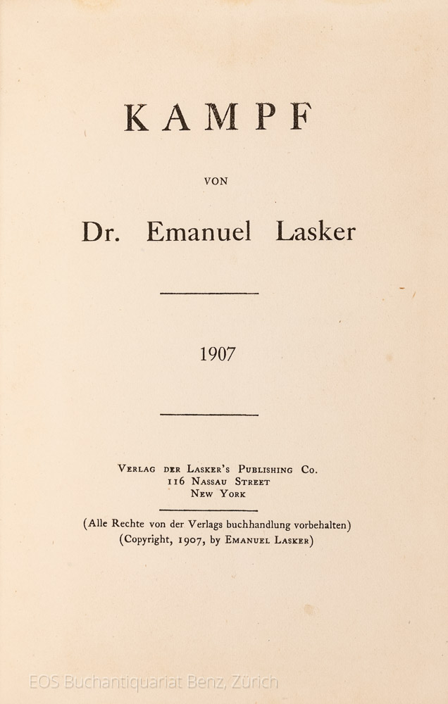 Lasker, Dr. Emanuel; Kampf. – Bild 2
