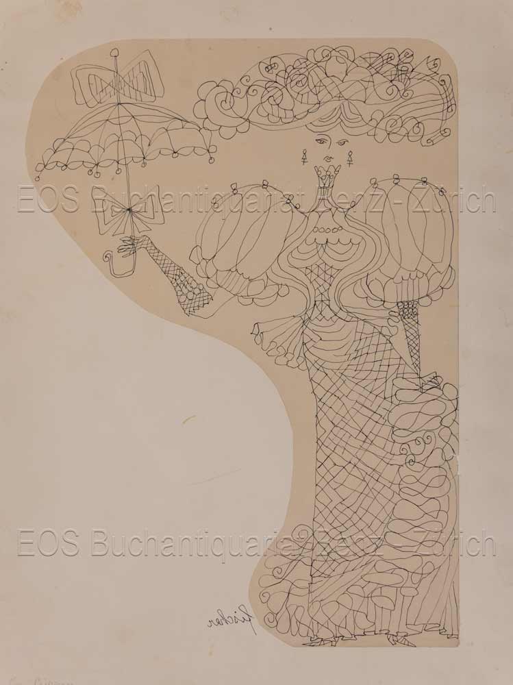 Fischer, Hans (1909–1958): -Frau mit Hut und Schirm.