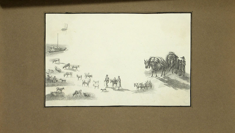 Album mit insgesamt 30 gezeichneten Ansichten (meist ca. 12 x 19 cm), auf grauem Papier montiert. – Bild 4