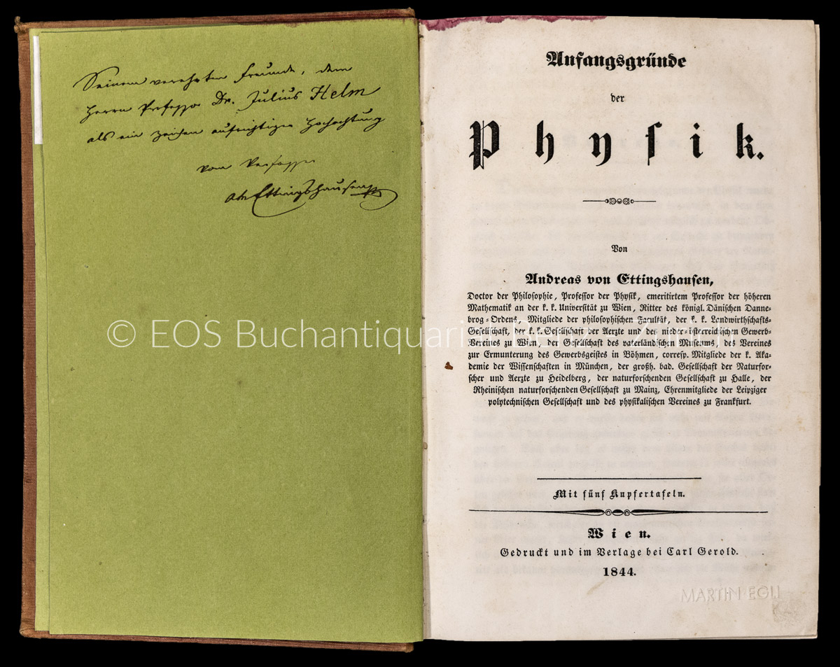 Ettingshausen, Andreas von: -Anfangsgründe der Physik.