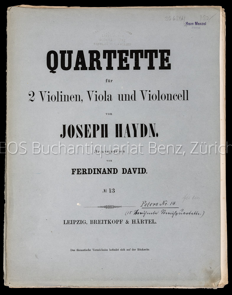 Haydn, Joseph: -Quartette für 2 Violinen, Viola, und Violoncell.