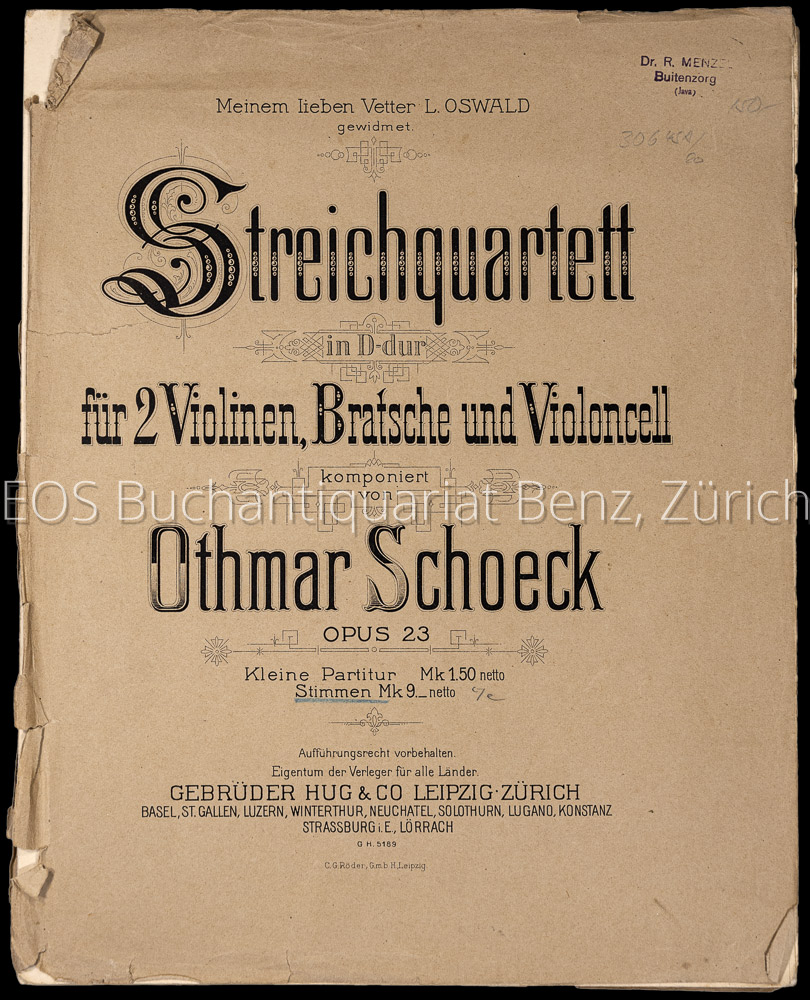Schoeck, Othmar: -Streichquartett in D-dur