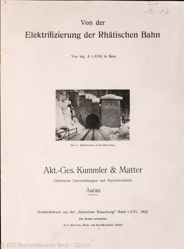 Lang, A.: -Von der Elektrifizierung der Rhätischen Bahn.