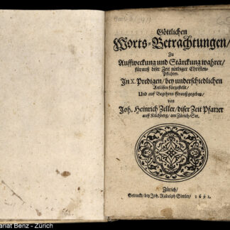 Zeller, Joh. Heinrich: -Göttlichen Worts-Betrachtungen.