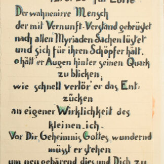 Eckertz, Waldemar: -8 Gedichte von Waldemar Eckertz an seine Frau Lotte und seine Mutter.